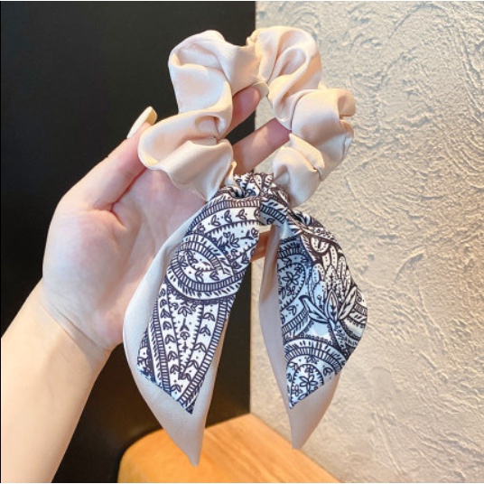 Dây Buộc Tóc Scrunchies Nơ vải satin Lụa Dài, kiểu Hàn Quốc nhẹ nhàng