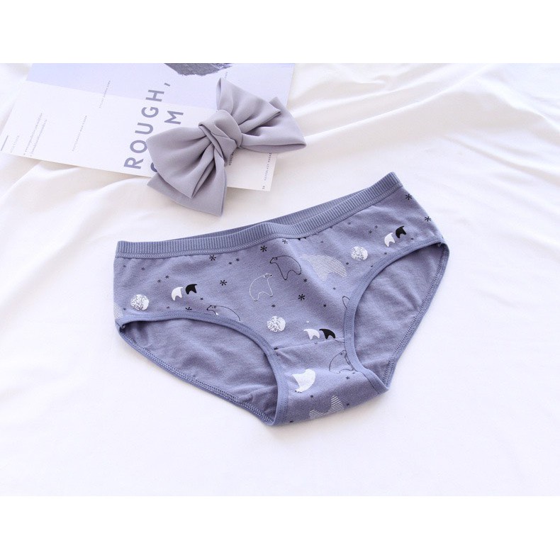 Quần Lót Nữ - Quần Lót Nữ Cotton thoáng mát màu nhã nhặn hình gấu dễ thương đáng yêu DAN STORE MÃ 0745