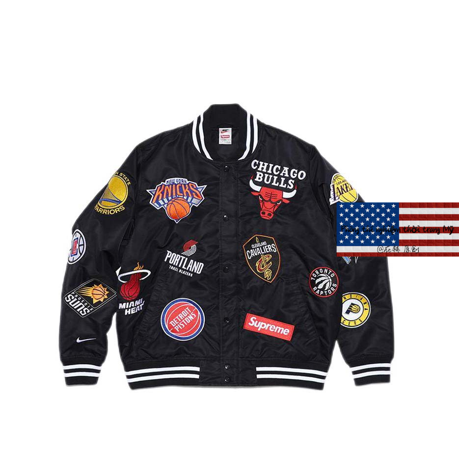 Xu hướng đường phố cổ điển Mỹ Supreme &Nike &NBA áo khoác thời trang nổi tiếng in hình bóng chày cặp vợ chồng sinh viên thể thao quần áo bông ấm áp lỏng lẻo và áo khoác lông vũ dày