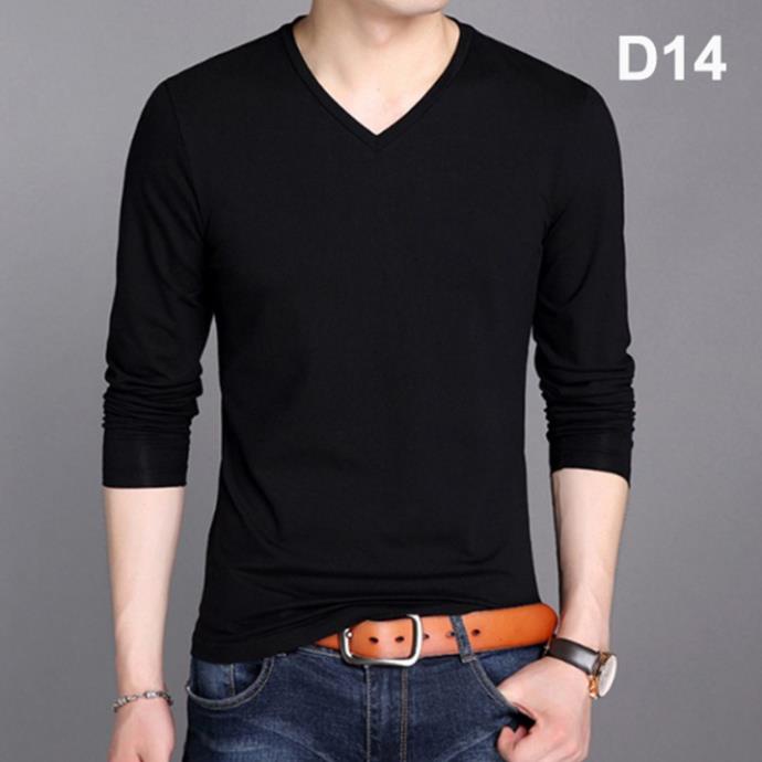 Áo thun nam tay dài cổ tim, chất cotton 4 chiều , áo dài tay nhiều màu dáng ôm thời trang ་