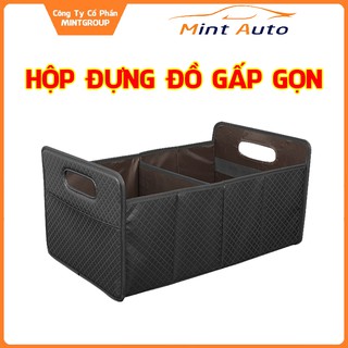 Thùng đựng đồ gấp gọn để cốp xe ( Storage box ) bằng da họa tiết hình quả chám cao cấp sang trọng 43L màu đen
