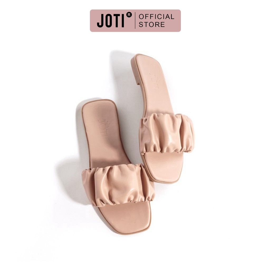 JOTI Dép Thời Trang Nữ Công Sở Nicola 3240VN0 2021 - Màu Kem Quai Ngang Nhún Thời Trang Đế Bằng - Mang Đi Chơi Đi Biển