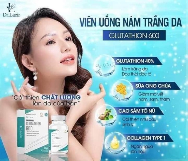 Viên uống trắng da glutathione 600 mg chính hãng - HÀNG CẮT MÃ