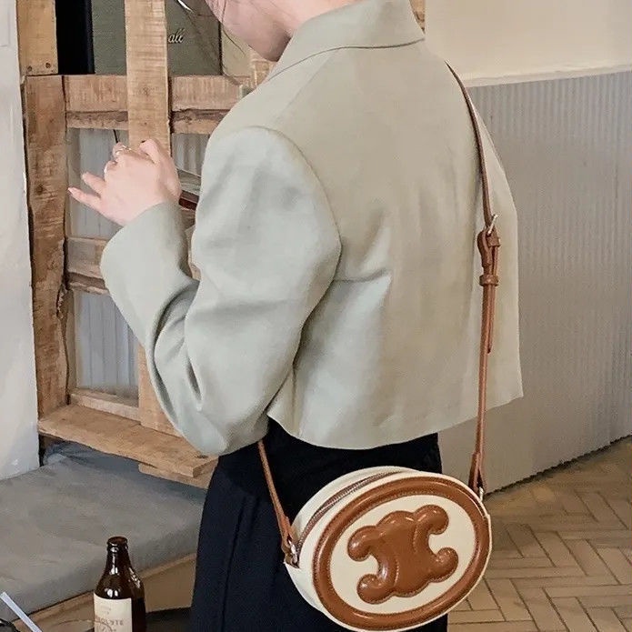 Túi đeo chéo vòng thời trang da dày cao cấp túi đeo vai màu tương phản