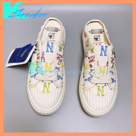 ❣️ FULL BOX + BILL ❣️ Giày Sục MLB Ny Nữ chữ thêu cao cấp - Sục đạp gót thể thao nữ tính Sục Ny trắng thêu | BigBuy360 - bigbuy360.vn