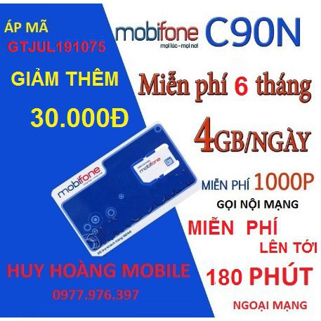 SIM MOBIFONE C90N MIỄN PHÍ 6 THÁNG