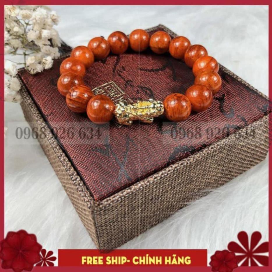 Vòng tay gỗ huyết long 💖FREE SHIP💖 Vòng đeo tay tỳ hưu 12 li huyết rồng phong thủy - tài lộc - may mắn