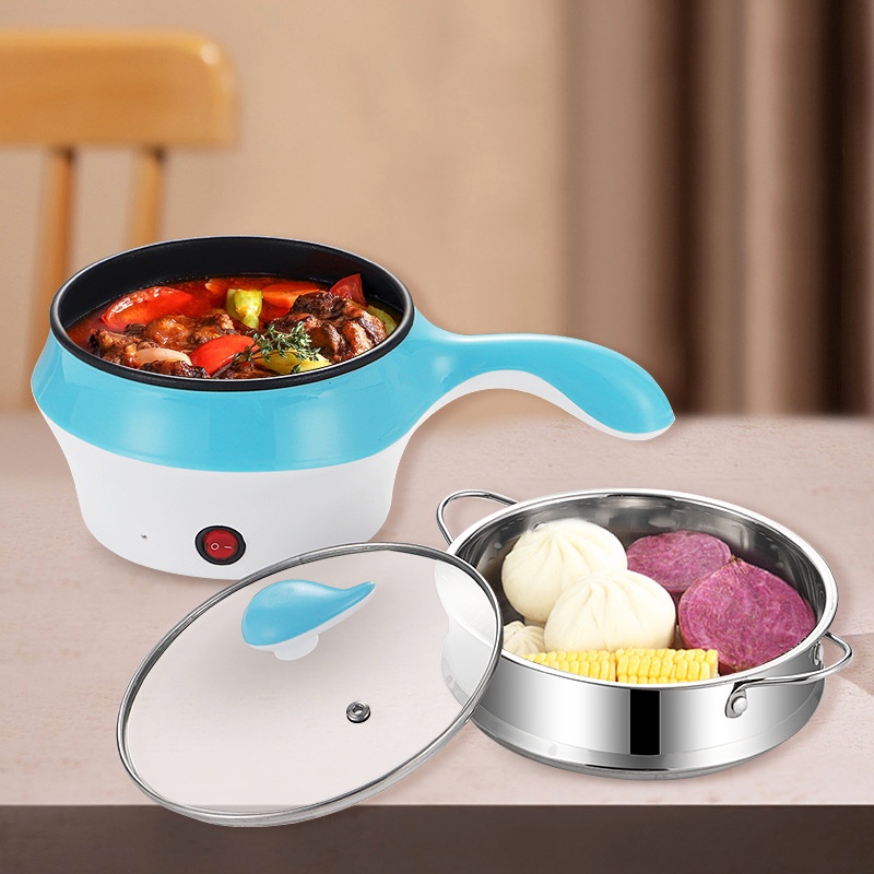 Nồi Điện Mini 2 Tầng Đa Năng Tặng Kèm Khay Hấp ( Chiên, Xào, Nấu ăn, nấu cơm, nấu lẩu mini ) cho 1-2 người