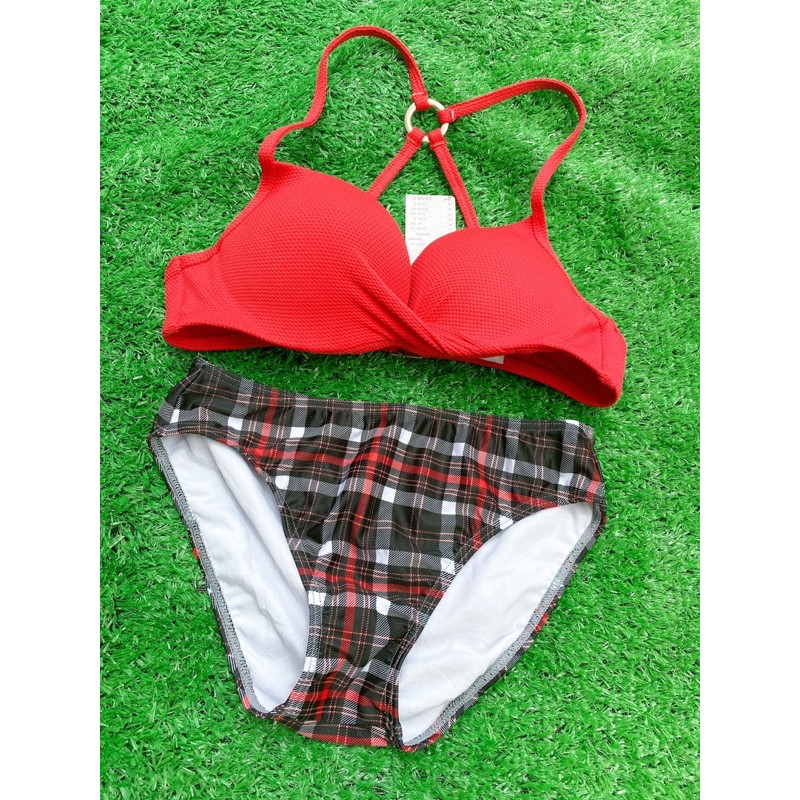 Bikini màu hồng cổ cột dây sexy 2 mảnh