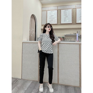 Đồ bộ thun cotton thể thao chấm bi