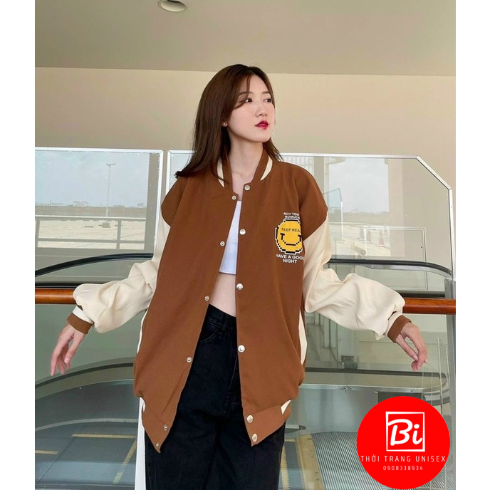 Áo Khoác Bóng Chày Phom Rộng Unisex_Chất Da Lộn 2 Lớp_Lót Vải Dù Loại 1 Mát Mịn_Bo Len Dệt Kim Cao Cấp_AK55