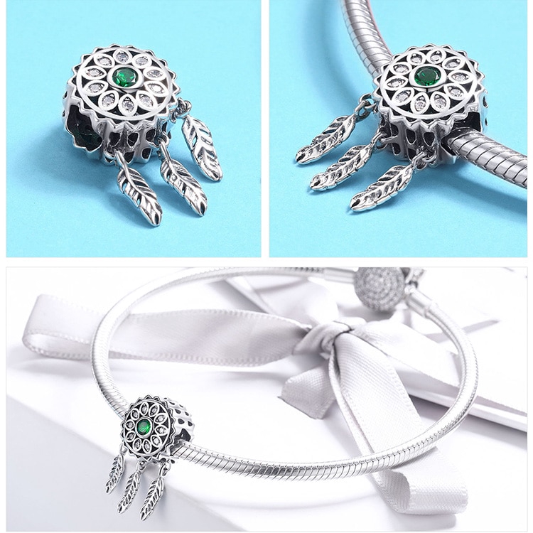 Hạt Charm Bamoer SCC893 Bạc 925 Hình Vòng Bắt Giấc Mơ Vintage Dùng Trang Trí Nữ Trang DIY