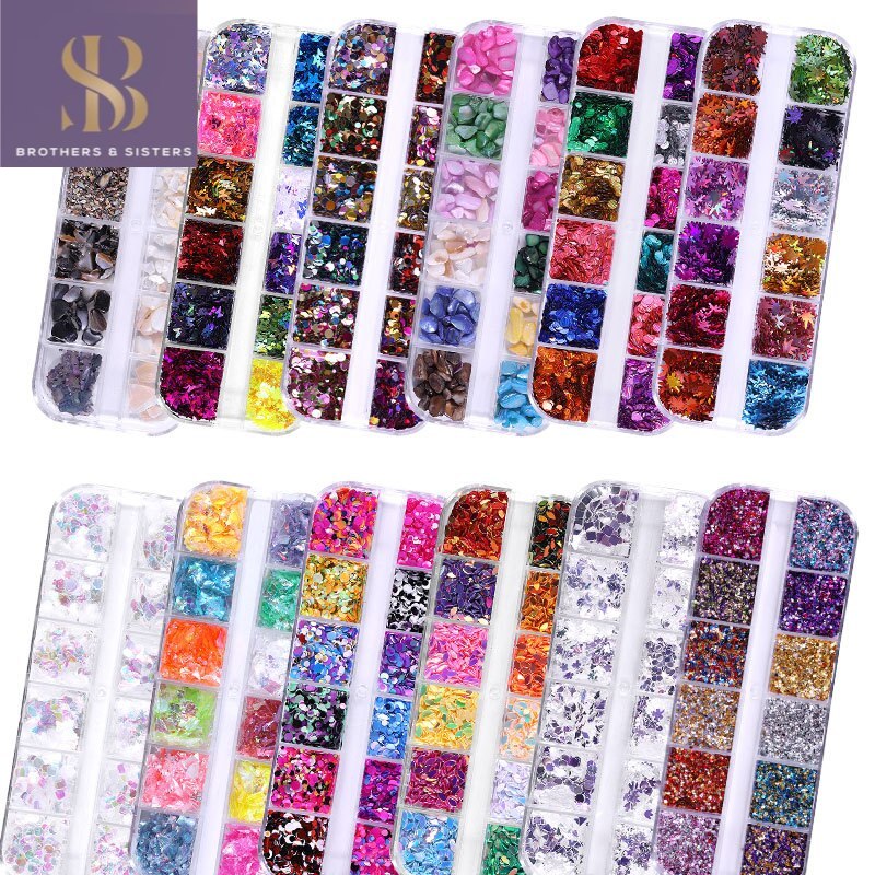 Trang trí móng SUAKE 3D gắn móng tay hiệu ứng lấp lánh 12 màu