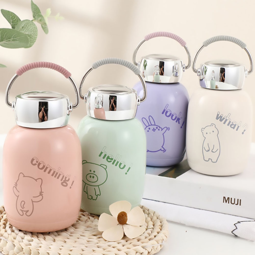 Bình nước giữ nhiệt 230ml bằng thép không gỉ họa tiết hoạt hình dễ thương