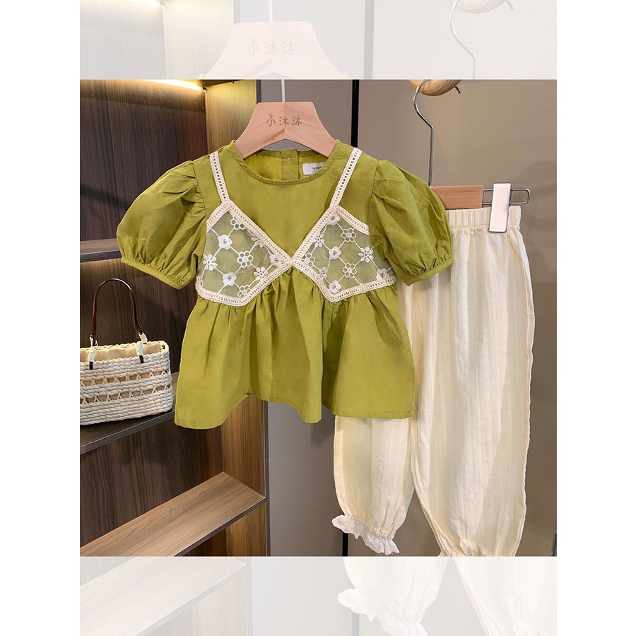 Set Áo Thun Ngắn Tay + Quần Dài 5 Món Thời Trang Mùa Hè Hàn Quốc Cho Bé Gái