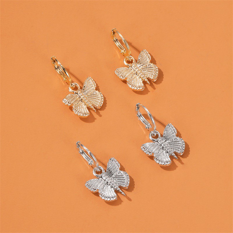 Korean-style Simple Butterfly-shaped Metal Earrings