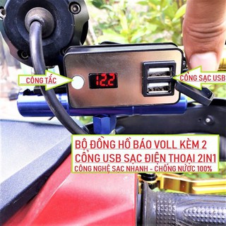 khác 💥 SẠC ĐIỆN THOẠI TRÊN XE MÁY KÈM BÁO VÔN 2IN1 🔥 SIÊU GIÁ 🔥 PHỤ KIỆN XE MÁY - MẪUMỚI