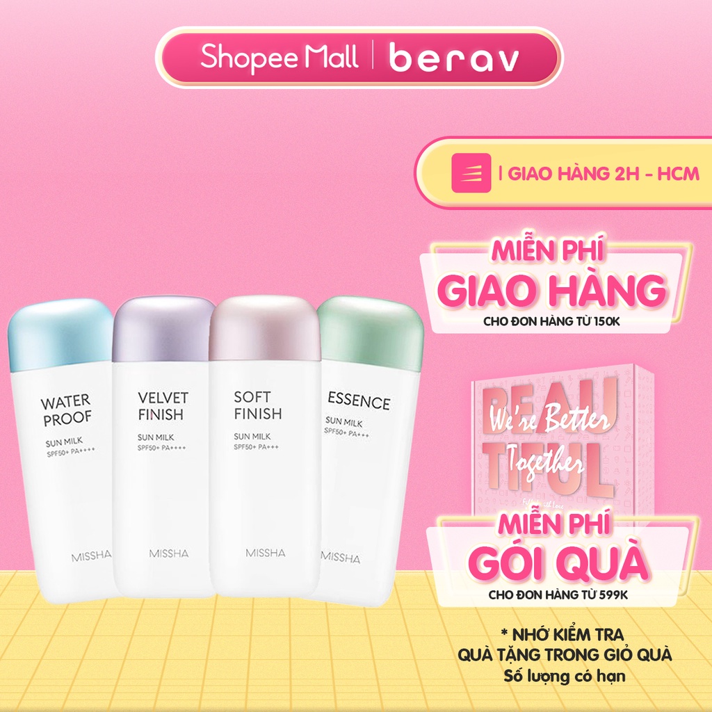  Kem Chống Nắng MISSHA All-Around Safe Block Sun Milk Kiềm Dầu, Chống Thấm Nước 70ml