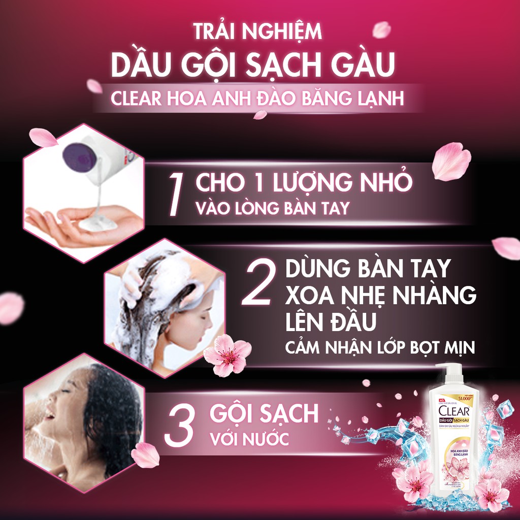 Dầu Gội Clear Hoa Anh Đào Băng Lạnh Sạch Gàu 630g/chai