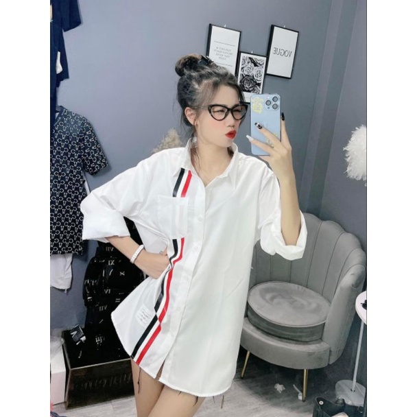 Sơ Mi Thom Browne, Áo Sơ Mi Thom Vạch Thẳng Hot Hit Form Thụng Unisez