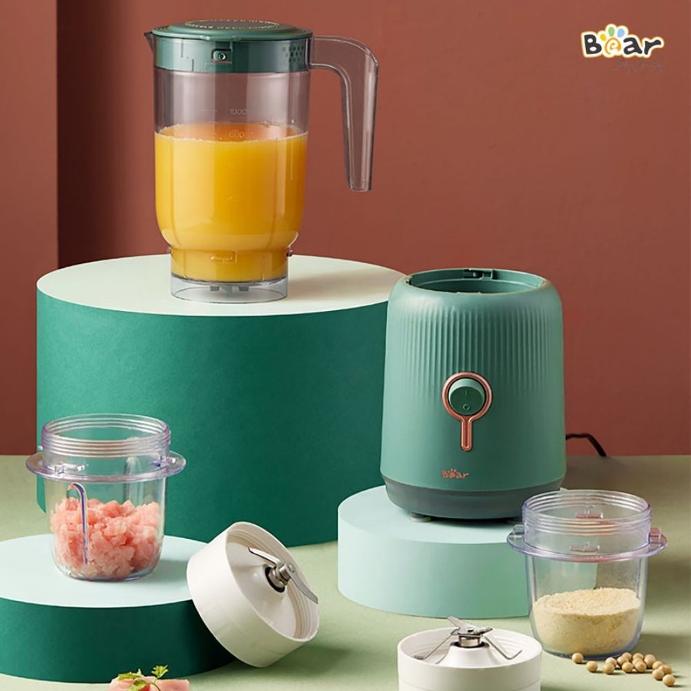 Máy Xay Đa Năng Bear LLJ C10P1 (BL-B10V2) , Xay Ăn Dặm Cho Bé , Xay Thịt Tỏi Ớt Sinh Tố Mini 3 Cối Thủy Tinh Nội Địa