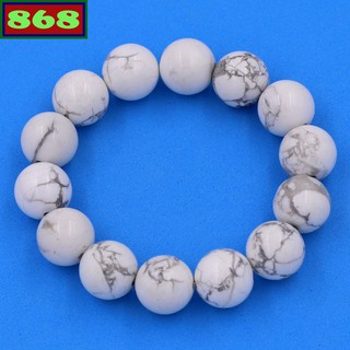 Chuỗi tay đá howlite 14 ly 14 hạt , vòng tay chuỗi hạt