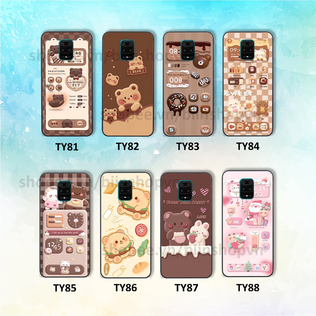 Ốp Xiaomi Redmi Note 9 / Note9s / Note 9 Pro in hình gấu chocolate kẹo ngọt siêu đẹp siêu xinh