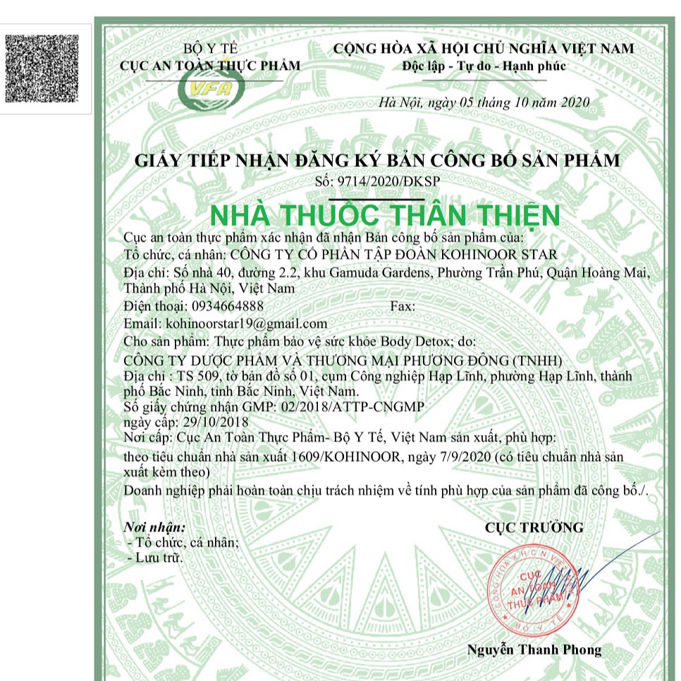 Body Detox Kohinoor, Cần tây, Lá sen, Trà xanh- Hỗ trợ giảm béo, thanh lọc cơ thể