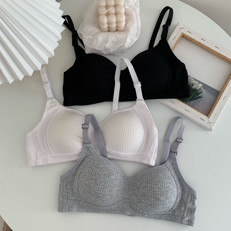 Áo ngực cotton không gọng màu trơn mềm mại thoải mái dành cho nữ size 32-38AB