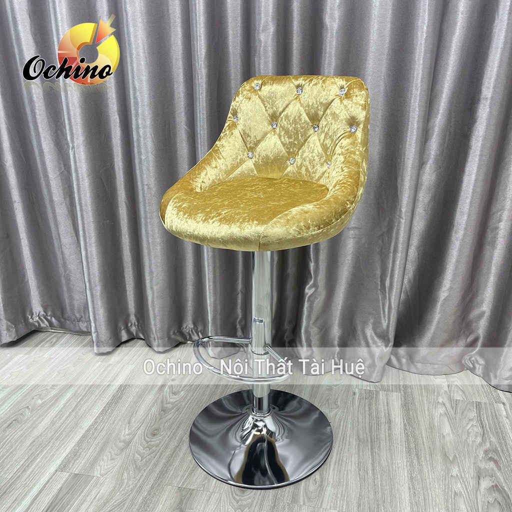 Ghế Quầy Bar, Ghế Quầy Lễ Tân Nỉ Nhung Đính Đá Sang Chảnh ( Ảnh Thật Và Video)