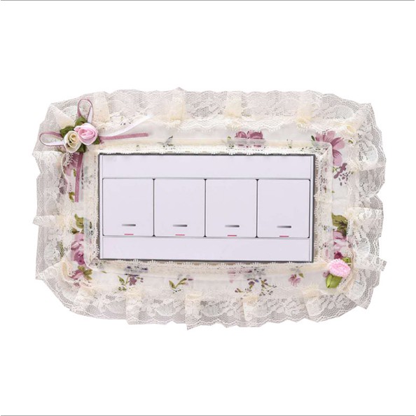 Vỏ bọc công tắc XIAODUOJIAJU gắn tường trang trí viền ren hoa lá Life-365