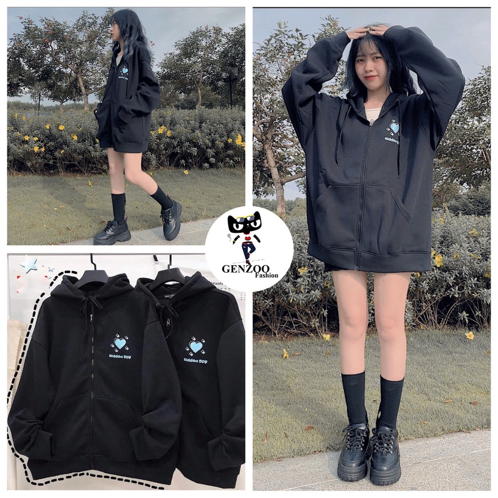 Áo khoác nỉ form rộng unisex HIDEN hot trend - GEN_ZOO