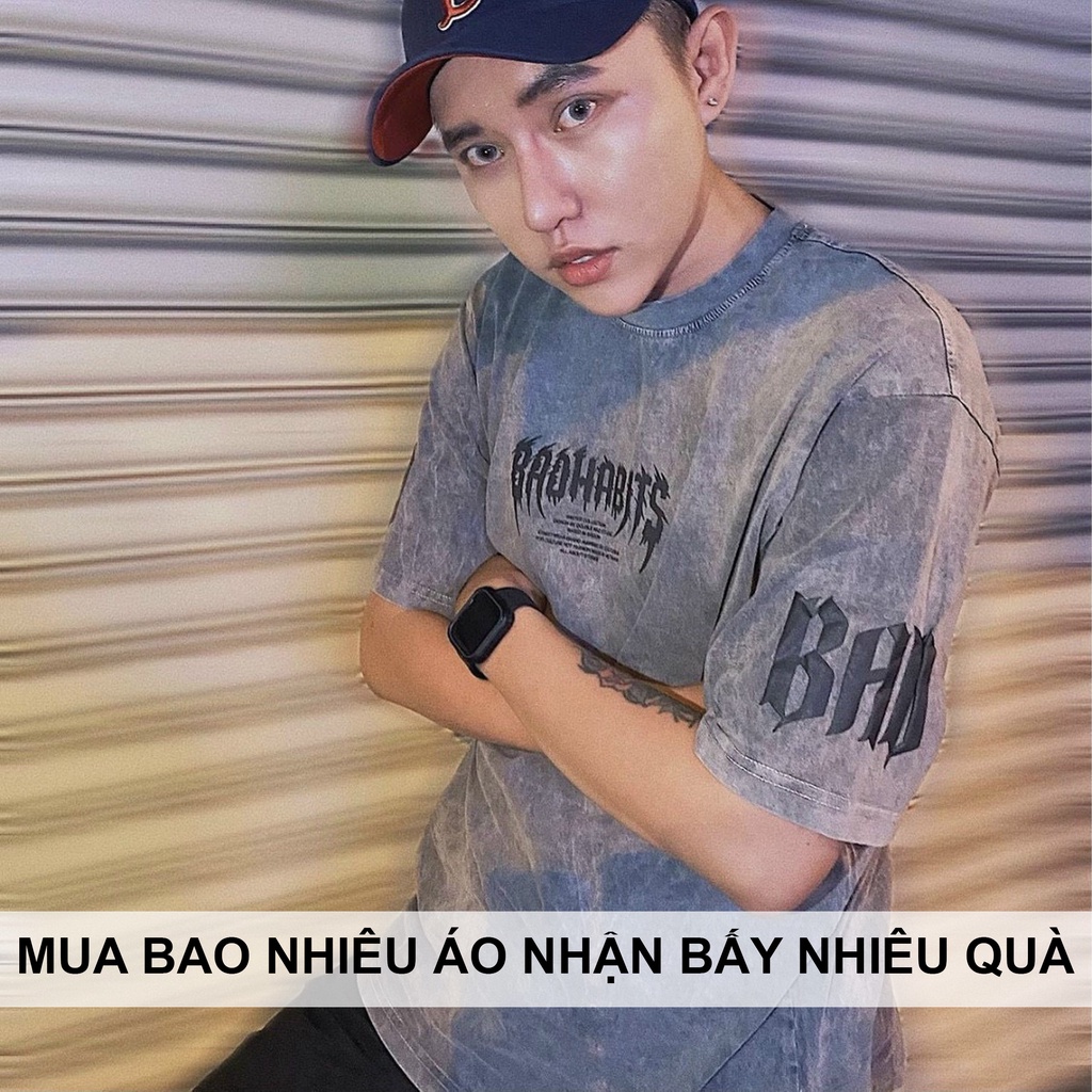 Áo Thun BAD HABITS LABEL Wash Unisex, Tee Phông Tay Lỡ Local Brand Bad Habit Bóng Tối Full Tag Nam Nữ TUN SHOP