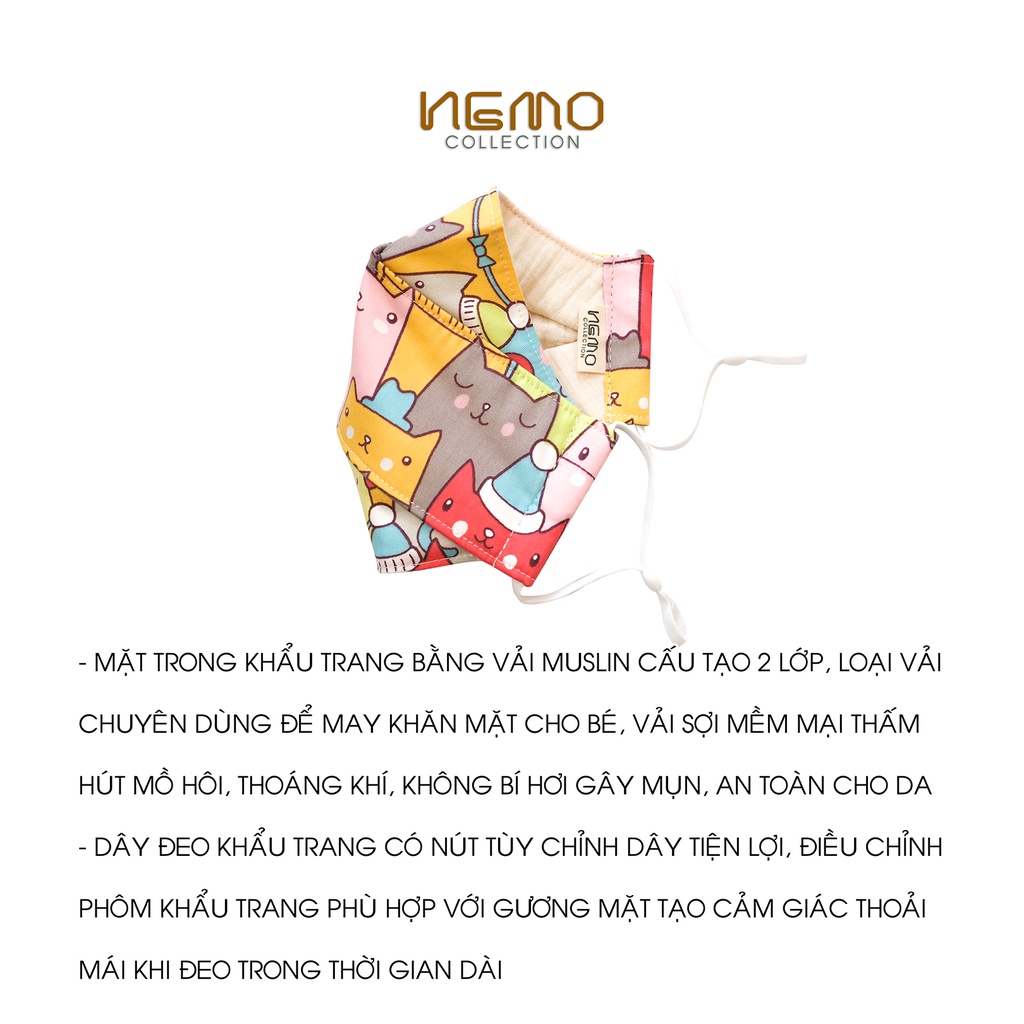 Khẩu Trang Vải 4D NEMO, Chống Nắng, Lọc Khuẩn, Thoáng Khí Không Gây Mụn - KTDS