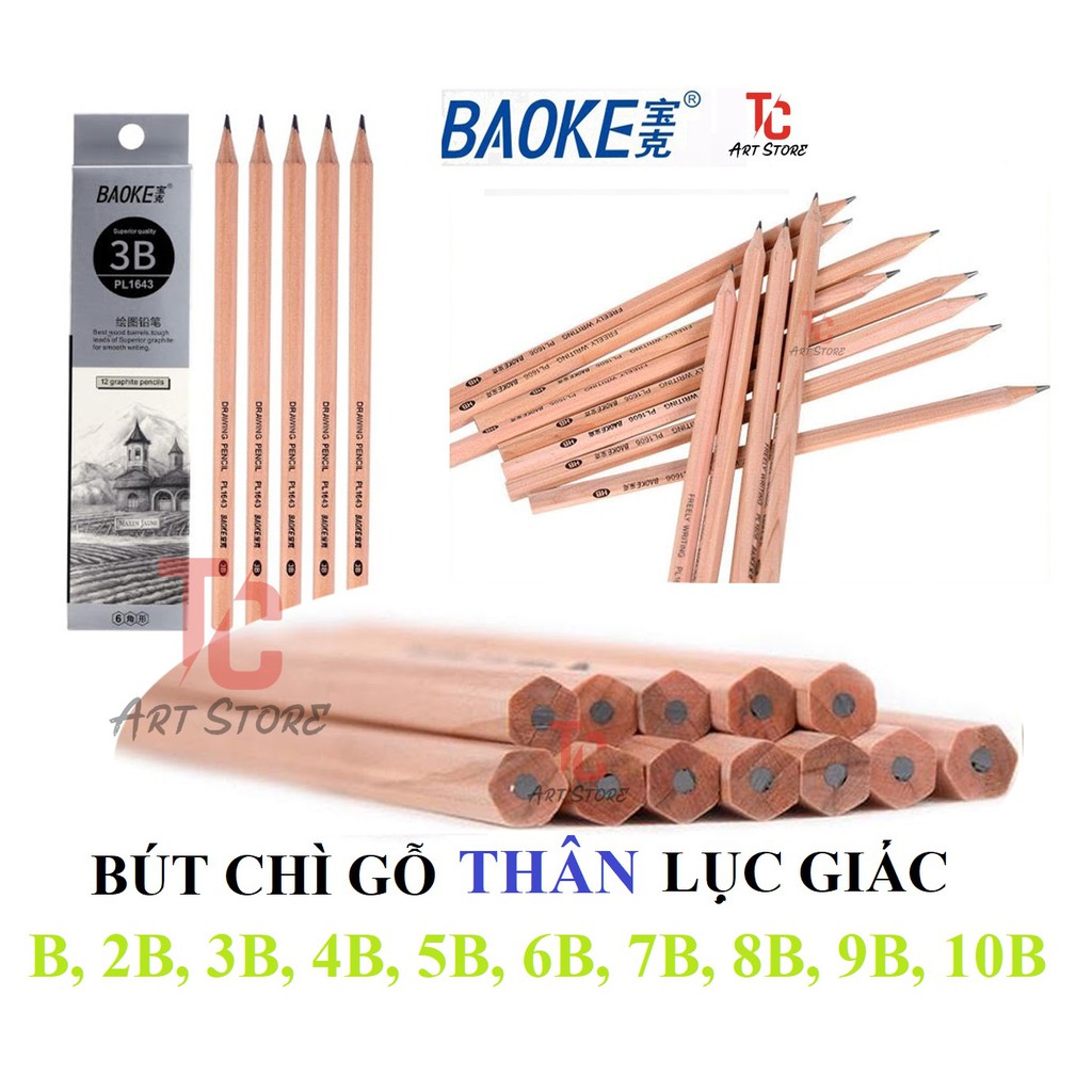 Bút chì gỗ thân lục giác Baoke Từ B-10B [NHÀ P.PHỐI VPP BAOKE – VPP Thành Công]