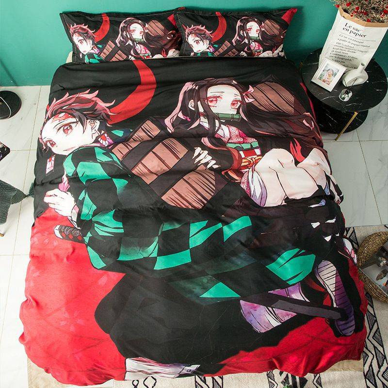 Bộ Chăn Ga Và Vỏ Gối 3 Trong 1 In Hình Nhân Vật Anime Demon slayer Đẹp Mắt