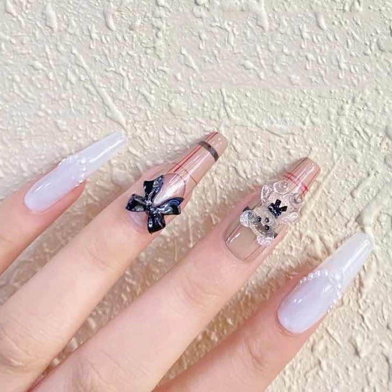 Set 5 Gấu Thạch 3D Trong Suốt Dễ Thương Đính Móng Tay/Trang Trí Móng Gel UV Gel DIY