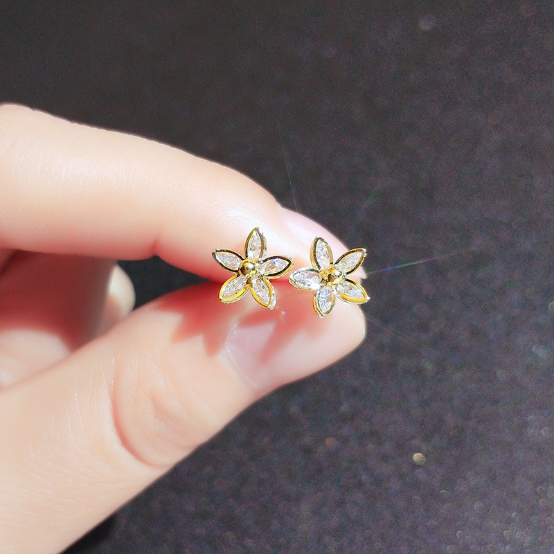 Khuyên tai JIUDUOLAN mạ bạc đính đá zircon nhỏ không gây dị ứng thời trang ngọt ngào tinh tế dành cho nữ