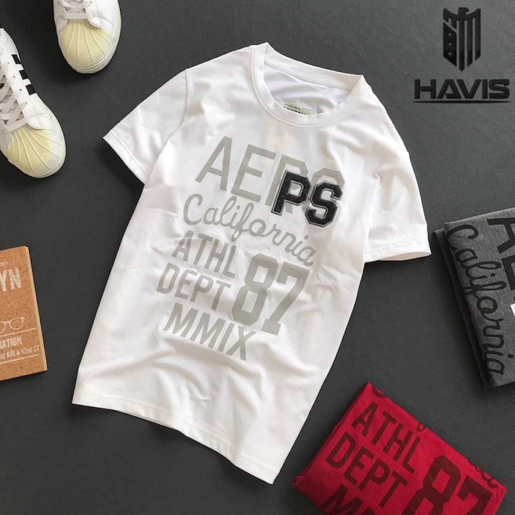Áo thun nam tay ngắn Havis phối hoạ tiết in và thêu mẫu mới năng động ASTD054 | BigBuy360 - bigbuy360.vn