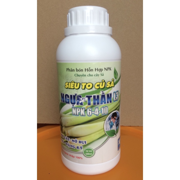 Phân bón Siêu to củ sả NPK 6-4-10 chai 0.5L, giúp sả bén rễ, nở bụi, to củ