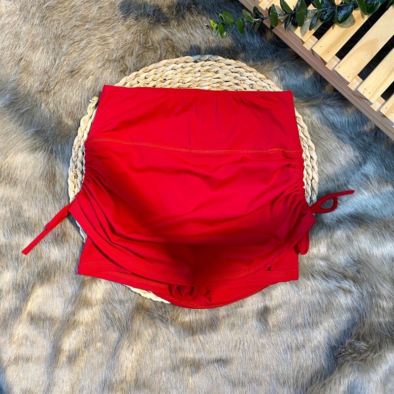 Quần váy rút dây đỏ tươi - tập GYM AEROBIC HOT 2022