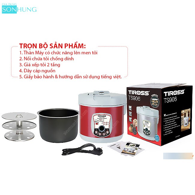 MÁY LÀM TỎI ĐEN TIROSS TS906 DUNG TÍCH 5 LÍT [BẢO HÀNH CHÍNH HÃNG 1 NĂM]