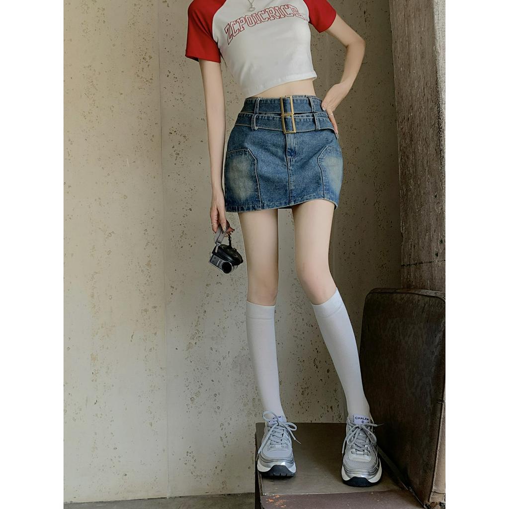 Chân váy jean Lưng Cao Dáng Ôm Phong Cách Cổ Điển Thời Trang Mùa Hè Mới Cho Nữ