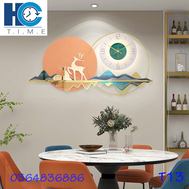 Đồng hồ treo tường trang trí decor T13 kích thước 80 x 40 cm