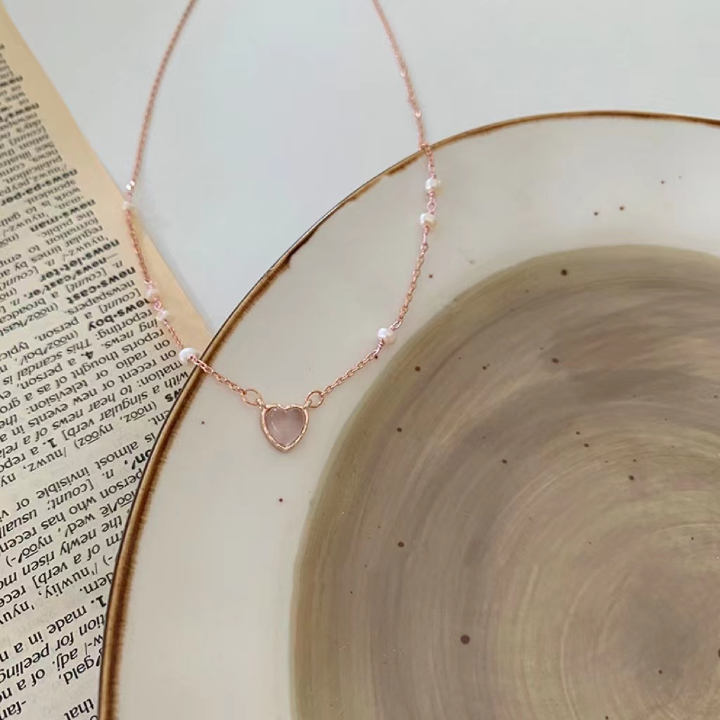 Dây Chuyền Mặt Trái Tim Đính Đá Opal Phong Cách Thời Trang Sang Trọng Dành Cho Nữ