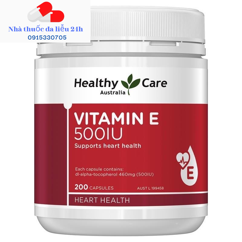 Viên uống Vitamin E Healthy Care Úc - Nhà thuốc da liễu 24h