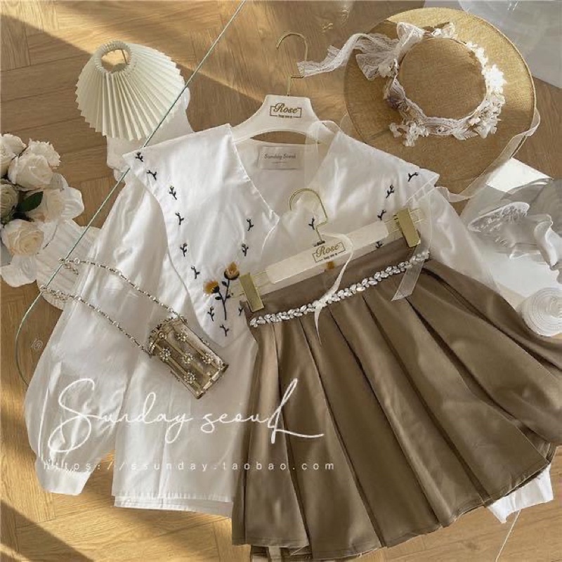 Áo sơ mi tiểu thư cổ thêu hoa RHstore | BigBuy360 - bigbuy360.vn