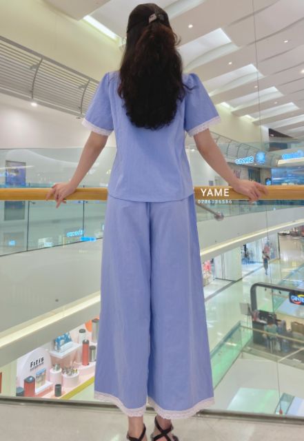 <HOT> sp Set Đồ Bộ Mặc Nhà Phối Ren - Vải Lụa Tuyết Cao Cấp - Vải Dày Dặn - 8 Màu - Form Quần Ống Rộng Sang Chảnh | BigBuy360 - bigbuy360.vn