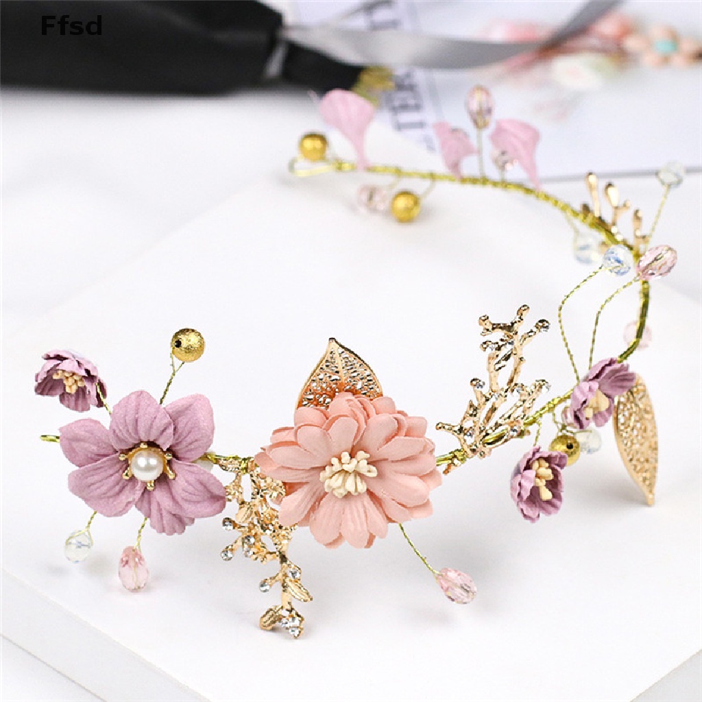 {Ffsd} Băng Đô Cài Tóc Màu Tím Handmade Trang Trí Cho Cô Dâu Trong Tiệc Cưới * Bán Chạy