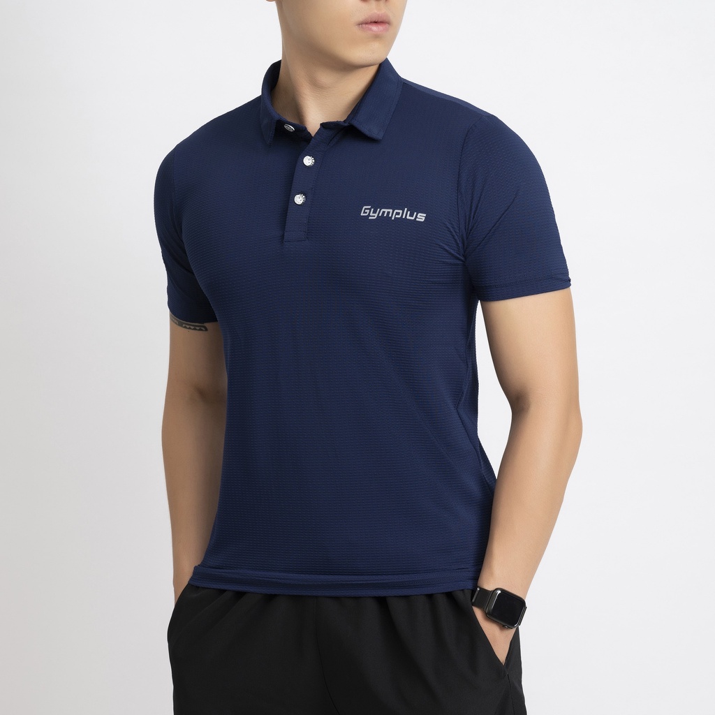 Áo tập gym nam polo GYMPLUS coolmax,áo thể thao cho nam ôm body co giãn thấm hút mồ hôi 01